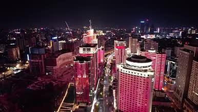 4k航拍昆明五一路城市夜景灯光视频的预览图